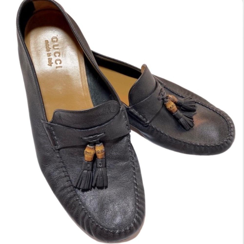 💯 GUCCI MENS SHOES bead TASSLE LEATHer BLACk
